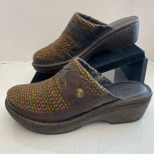 Born Multicolor Woven Leather Clogs Approx. Women’s 7.5–8